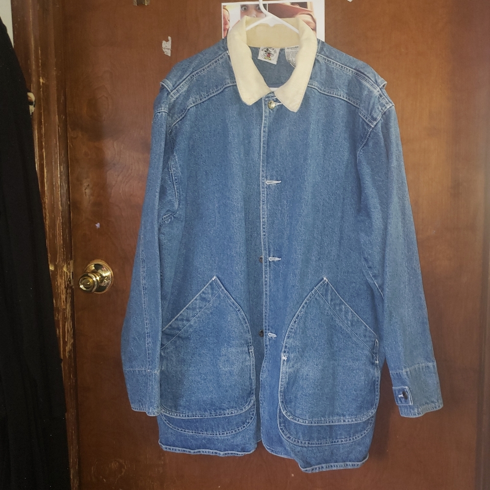 Vintage Mickey Mouse embroidered denim jacket with corduroy collar & cuffs